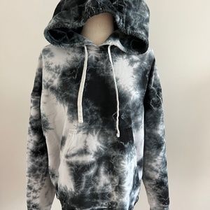 Electric & Rose black/white tie dye hoodie, women's size Medium